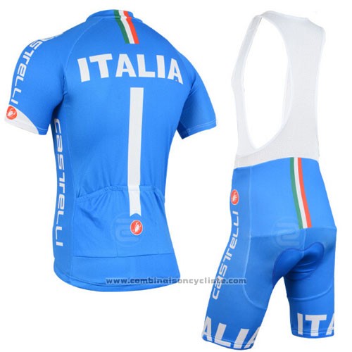 2015 Maillot Cyclisme Italie Blanc et Azur Manches Courtes et Cuissard